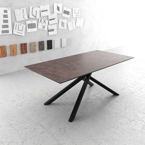 Esstisch Edge 200x100 Glas Antique-braun Kreuzgestell Rechteck Schwarz, Esstische