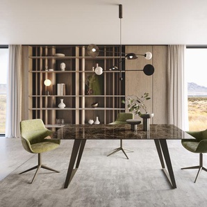 Esstisch Edge 200x100 Keramik Laminam® Emperador Extra Lucidato Dunkelbraun Metall Effektfinish Titan Schräg, Esstische