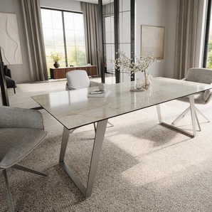 Esstisch Edge 200x100 Keramik Laminam® Onice Oro Edelstahl Schräg, Esstische