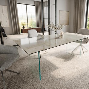 Esstisch Edge 200x100 Keramik Laminam® Onice Oro Gestell Glas, Esstische