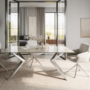 Esstisch Edge 200x100 Keramik Laminam® Onice Oro Zenthara kantig Edelstahl, Esstische