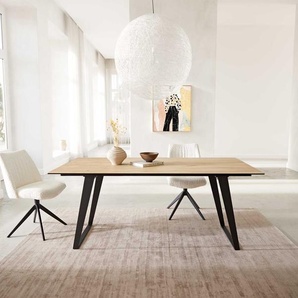 Esstisch Edge 200x100 Keramik Laminam® Sabbia Eichefarbig Metall Schräg Schwarz, Esstische