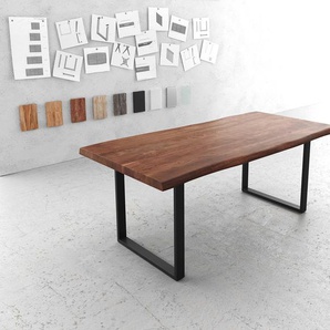 Esstisch Edge 200x100 XL Akazie Braun Metall schwarz Live-Edge, Esstische, Baumkantenmöbel, Massivholzmöbel, Massivholz