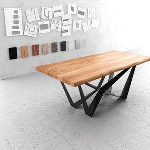 Esstisch Edge 200x100 XL Akazie Natur Spider Flachstahl Schwarz Live-Edge, Esstische, Baumkantenmöbel, Massivholzmöbel, Massivholz