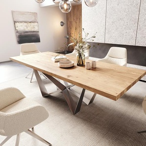 Esstisch Edge 260x100 Eiche Natur Spider Flachstahl Edelstahl, Esstische