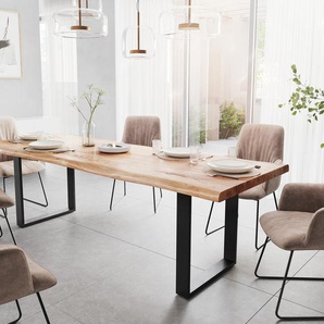 Esstisch Edge 260x100 XL Akazie Natur  Metall schwarz Live-Edge, Esstische, Baumkantenmöbel, Massivholzmöbel, Massivholz