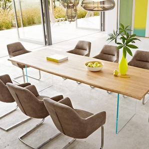 Esstisch Edge 260x100x2,5-3 Eiche Natur Glas Live-Edge, Esstische, Baumkantenmöbel, Massivholzmöbel, Massivholz