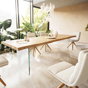Esstisch Edge 300x100 Eiche Natur Glas Live-Edge, Esstische, Baumkantenmöbel, Massivholzmöbel, Massivholz