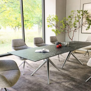 Esstisch Edge 300x100 Keramik Laminam®Nero Greco Anthrazit Estelar rund Edelstahl, Esstische