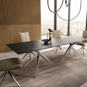 Esstisch Edge 300x100 Keramik Laminam®Noir Desir Braun Estelar rund Edelstahl, Esstische