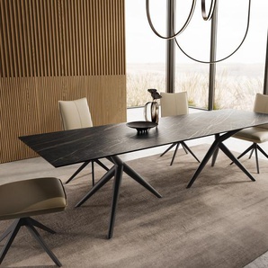 Esstisch Edge 300x100 Keramik Laminam®Noir Desir Braun Estelar rund Metall Schwarz, Esstische