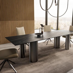 Esstisch Edge 300x100 Keramik Laminam®Noir Desir Braun Pilier Edelstahl Graphit, Esstische