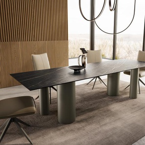 Esstisch Edge 300x100 Keramik Laminam®Noir Desir Braun Pilier Metall Effektfinish Titan, Esstische