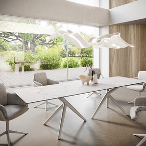 Esstisch Edge 300x100 Keramik Laminam®Statuarietto Weiß Estelar rund Metall Weiß, Esstische