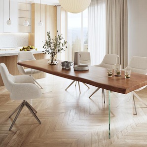 Esstisch Edge 300x100 XL Akazie Braun Glas Live-Edge, Esstische, Baumkantenmöbel, Massivholzmöbel, Massivholz