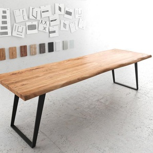 Esstisch Edge 300x100 XL Akazie Natur Metall Schräg Live-Edge, Esstische, Baumkantenmöbel, Massivholzmöbel, Massivholz