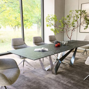 Esstisch Edge 300x100cm Keramik Laminam®Nero Greco Anthrazit Spider Flachstahl Edelstahl, Esstische