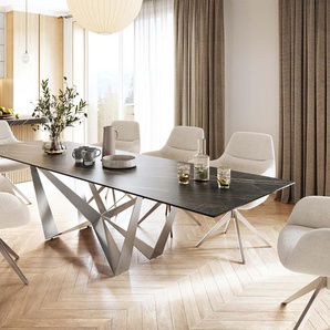 Esstisch Edge 300x100cm Keramik Laminam®Noir Desir Braun Spider Flachstahl Edelstahl, Esstische