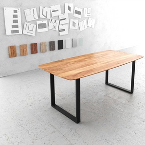 Esstisch Edge Boot 200x100 Akazie Natur Kufengestell Schwarz Schweizer Kante, Esstische