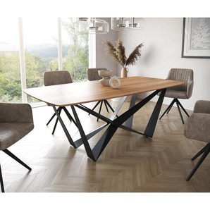 Esstisch Edge Boot 200x100 Akazie Natur Spider Flachstahl Schwarz Schweizer Kante, Esstische