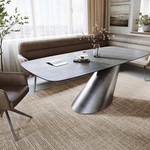 Esstisch Edge Boot 200x100 cm Keramik Boulevard Betonoptik Cono Metallic Silber, Esstische