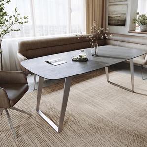Esstisch Edge Boot 200x100 cm Keramik Boulevard Betonoptik Edelstahl Schräg, Esstische