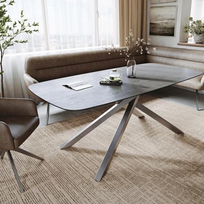 Esstisch Edge Boot 200x100 cm Keramik Boulevard Betonoptik Kreuzgestell Rechteck Edelstahl, Esstische