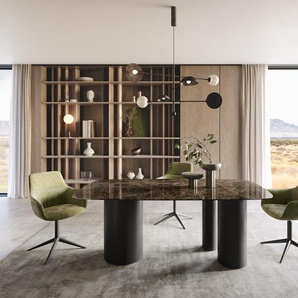 Esstisch Edge Boot 200x100 Keramik Laminam® Emperador Extra Lucidato Dunkelbraun Troa Metall Schwarz, Esstische