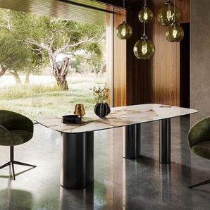 Esstisch Edge Boot 240x120 Keramik Iris FMG Patagonia Lappato Troa Edelstahl Graphit, Esstische