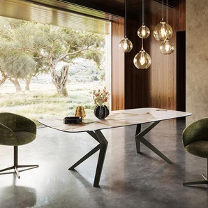 Esstisch Edge Boot 240x120 Keramik Iris FMG Patagonia Lappato Zenthara Kantig Metall Effektfinish Titan, Esstische