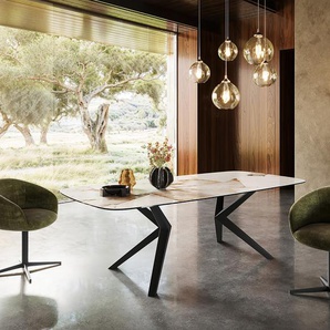 Esstisch Edge Boot 240x120 Keramik Iris FMG Patagonia Lappato Zenthara Kantig Metall Schwarz, Esstische