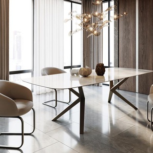 Esstisch Edge Boot 270x120 Keramik Iris FMG Onice Grigio Zenthara kantig Metall Effektfinish Titan, Esstische