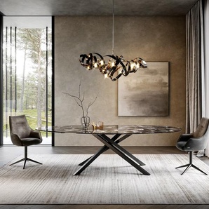 Esstisch Edge Oval 280x130 cm Keramik Iris FMG Agatablack Kreuzgestell Rechteck Schwarz, Esstische