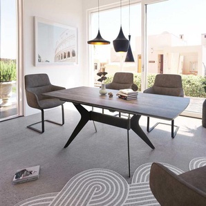 Esstisch Edona 160/200x90 cm Keramik Optik Grau Metall ausziehbar, Esstische