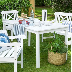 Esstisch Massivholz Akazie, lackiert 150 x 74 x 80cm Weiß/Weiß