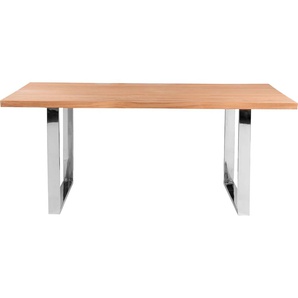Esstisch FINK Tische Gr. B/H/T: 220 cm x 76 cm x 110 cm, weiß (weiß, silberfarben) Esstische rechteckig Mit seitlich geschwungener Form, massive Tischplatte, geölt