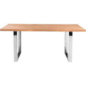 Esstisch FINK Tische Gr. B/H/T: 180 cm x 76 cm x 95 cm, weiß (weiß, silberfarben) Esstische rechteckig Mit seitlich geschwungener Form, massive Tischplatte, geölt