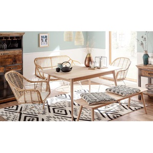 Massiver Esstisch rechteckig 180 x 90 cm Beige/Buche Weißöl