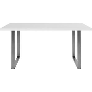 Esstisch FORTE Tische Gr. B/H/T: 140 cm x 74,1 cm x 90 cm, weiß (weiß matt, rohstahl) Esstische rechteckig Breite 140 cm