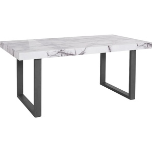 Esstisch GUIDO MARIA KRETSCHMER HOME&LIVING Sinaia Tische Gr. B/H/T: 180 cm x 76,5 cm x 90 cm, grau (marmor, schwarz, marmor) Esstische rechteckig mit einer MDF folierten Marmor-Optik Tischplatte, U-Gestell aus Metall