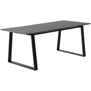 Esstisch HAMMEL FURNITURE Meza by Hammel Tische Gr. B/H/T: 210 cm x 73,5 cm x 100 cm, Einlegeplatten, grau (graphit, schwarz) Esstische rund oval abgerundete Tischplatte MDF, Trapez Metallgestell, 2 Einlegeplatten