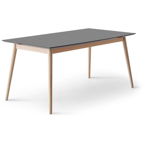Esstisch HAMMEL FURNITURE Meza by Hammel Tische Gr. B/H/T: 165 cm x 73,5 cm x 90 cm, Einlegeplatten, Gestell aus Massivholz, grau (graphit, naturfarben) Esstische rechteckig bootsförmige Tischplatte MDF, Gestell aus Massivholz, 2 Einlegeplatten