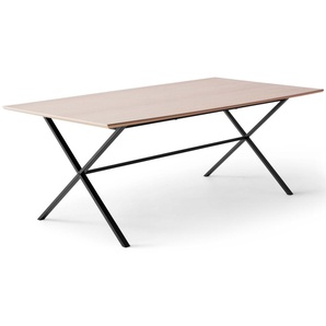 Esstisch HAMMEL FURNITURE Meza by Hammel Tische Gr. B/H/T: 100 cm x 73,5 cm x 100 cm, Einlegeplatten, beige (naturfarben, schwarz) Esstische rechteckig rechteckige Tischplatte MDF, gekreuztes Metallgestell