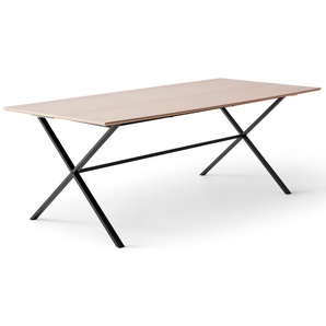 Esstisch HAMMEL FURNITURE Meza by Hammel Tische Gr. B/H/T: 165 cm x 73,5 cm x 90 cm, Einlegeplatten, beige (naturfarben, schwarz) Esstische rechteckig rechteckige Tischplatte MDF, gekreuztes Metallgestell