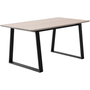 Esstisch HAMMEL FURNITURE Meza by Hammel Tische Gr. B/H/T: 165 cm x 73,5 cm x 90 cm, Einlegeplatten, beige (naturfarben, schwarz) Esstische rund oval abgerundete Tischplatte MDF, Trapez Metallgestell, 2 Einlegeplatten