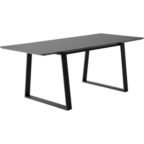 Esstisch HAMMEL FURNITURE Meza by Hammel Tische Gr. B/H/T: 165 cm x 73,5 cm x 90 cm, Einlegeplatten, schwarz (schwarz, schwarz) Esstische rund oval abgerundete Tischplatte MDF, Trapez Metallgestell, 2 Einlegeplatten