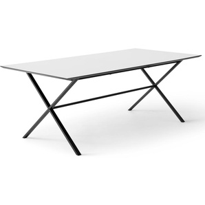 Esstisch HAMMEL FURNITURE Meza by Hammel Tische Gr. B/H/T: 210 cm x 73,5 cm x 100 cm, Einlegeplatten, weiß (weiß, schwarz) Esstische rechteckig rechteckige Tischplatte MDF, gekreuztes Metallgestell