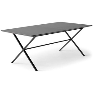 Esstisch HAMMEL FURNITURE Meza Designtisch mit Auszugsfunktion und 2 Einlegeplatten Tische Gr. B/H/T: 165 cm x 74 cm x 90 cm, Einlegeplatten, schwarz (schwarz, schwarz, schwarz) Esstische rechteckig MDF-Tischplatte, gekreuztes Metallgestell, in zwei