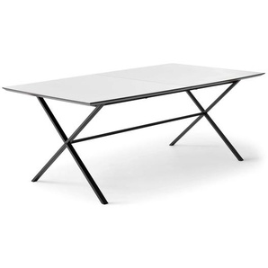 Esstisch HAMMEL FURNITURE Meza Designtisch mit Auszugsfunktion und 2 Einlegeplatten Tische Gr. B/H/T: 165 cm x 74 cm x 90 cm, Einlegeplatten, weiß (weiß, schwarz, weiß) Esstische rechteckig MDF-Tischplatte, gekreuztes Metallgestell, in zwei Breiten