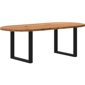 Esstisch Hellbraun 220x100x74 cm Massivholz Eiche Oval Vidaxl